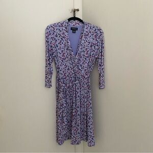 Liz Claiborne light purple  Floral Faux Wrap Dress with V-neck and belt